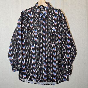 Vtg Western Signatures Eds West Aztec Western Shirt Mens Size L Geometric Unworn